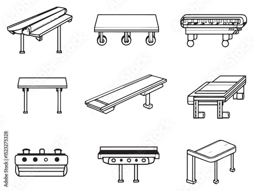 Conveyor Belt Ultra Minimalist 2D Line Art Variant