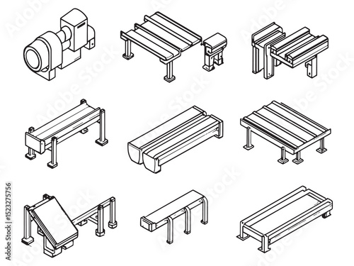 Conveyor System ultra minimalist 2D line style