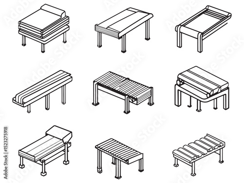 Conveyor System ultra minimalist 2D line style