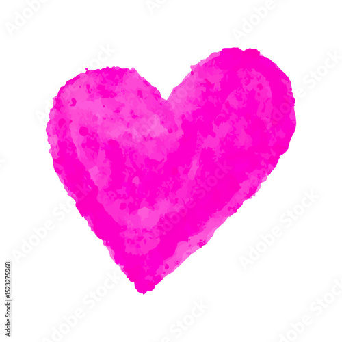 Elegant watercolor pink heart painted in aquarelle style. Hand drawn watercolor heart isolated on white background. Romantic watercolor heart for valentine, love, wedding decor symbolizing affection.