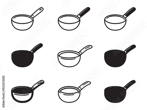 Cooking Skillet ultra minimalist 2D line style