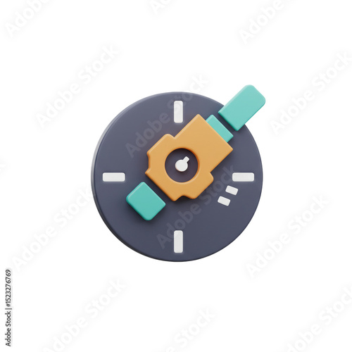 3D Render of a Modern Compass Design with Minimalist Aesthetics and a White Background