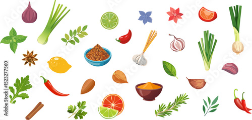 A vibrant collection of diverse herbs and spices