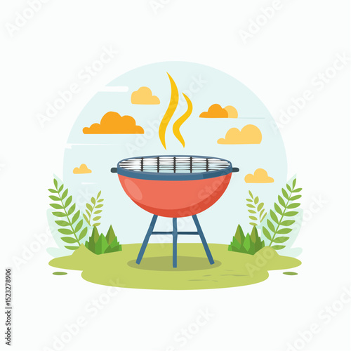 Vector BBQ area sign for designated grilling zones