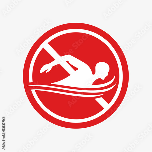 Vector symbol banning swimming in hazardous zones