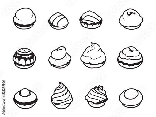 Cream Puffs Ultra Minimalist 2D Line Art