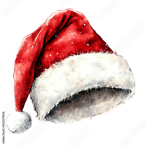 A festive red and white Santa hat capturing the spirit of Christmas, perfect for holiday celebrations and seasonal photos.