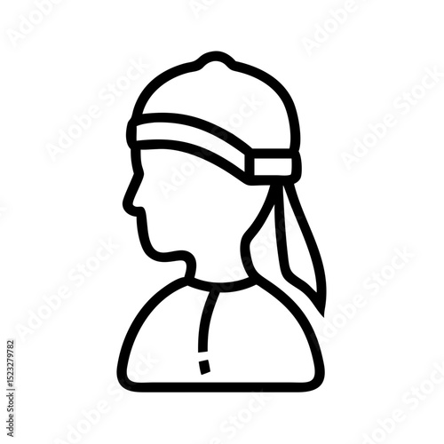 Line art illustration of a Jewish man in Yom Kippur white garments, icon, vector 