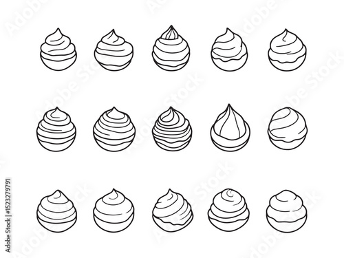 Cream Puffs Minimalist 2D Line Illustration