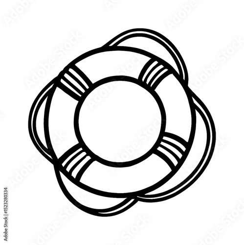 Lifebuoy isolated on white background, safety ring for saving lives in the sea