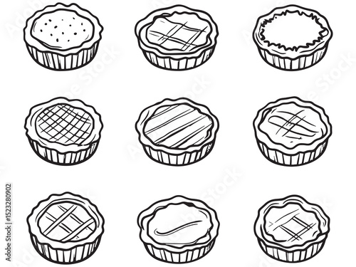 Wallpaper Mural Simple Custard Pie Line Drawing Illustration Torontodigital.ca