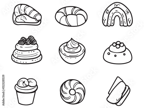 Danish Pastry Line Drawing Set