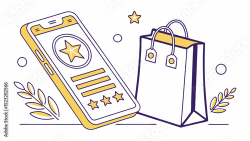 Online Shopping Experience with Smartphone and Shopping Bag