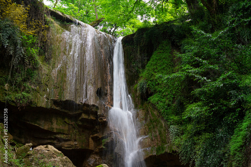 Waterfall in a rainforest in Spring.
