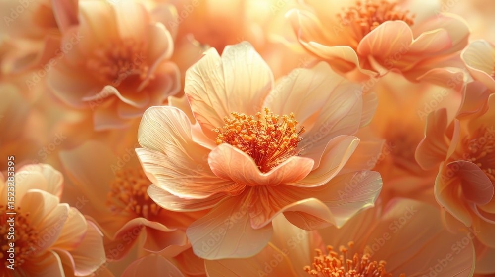 Fototapeta premium Soft peach blossoms in sunlight