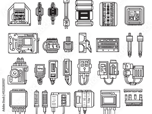 Simple Electrical Component Icons Set