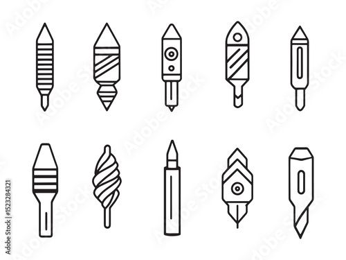 End Mill Vector Icons for Machining