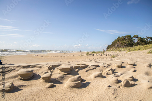 Fototapeta Naklejka Na Ścianę i Meble -  Liepaja sandy beach Baltic sea shore with no people