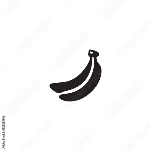 Simple black and white banana icon.A clean, vector graphic of two bananas.