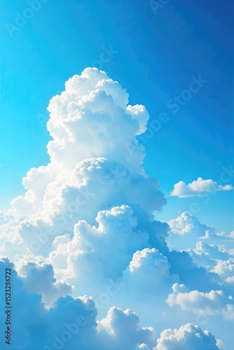 Fluffy white cumulus clouds drift lazily across a vibrant blue summer sky, a picturesque scene of serenity and natural beauty Perfect for travel, weather, and nature themes , landscape, air, space
