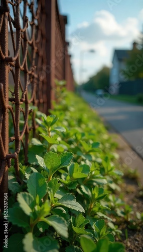 Close-up of a rusty, broken fence with overgrown weeds, symbolizing vulnerability and the need for improved security , compliance, vandalism, prevention