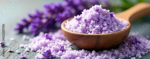 Luxurious lavender bath salts with delicate dried flowers Perfect for spa treatments and relaxation Add a touch of serenity to your bath , tranquility, serenity