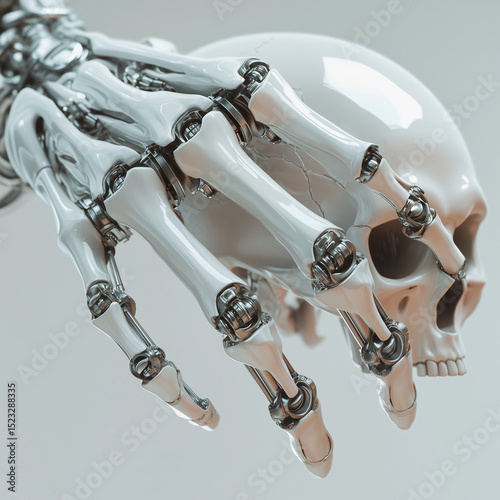 robot hand with skull