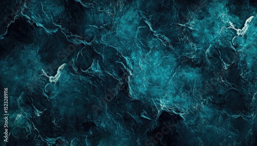 Abstract teal and black swirling texture resembling deep ocean or smoky depths with subtle light veining