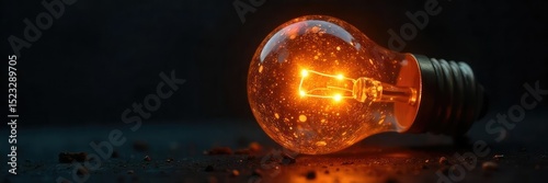 Close-up of a burnt-out light bulb filament, glowing embers against a dark background, signifying the end of life or a power outage The texture is rough and charred , energy, fire
