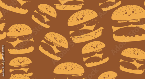 Playful Burger Pattern: Cartoon Fast Food Delight