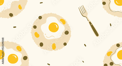 Sunny Side Up Breakfast Pattern with Fork