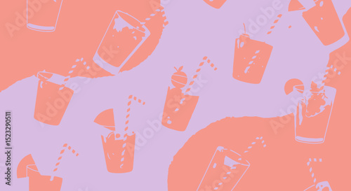 Summer Drinks Pattern: Peach and Lavender Cocktail Background