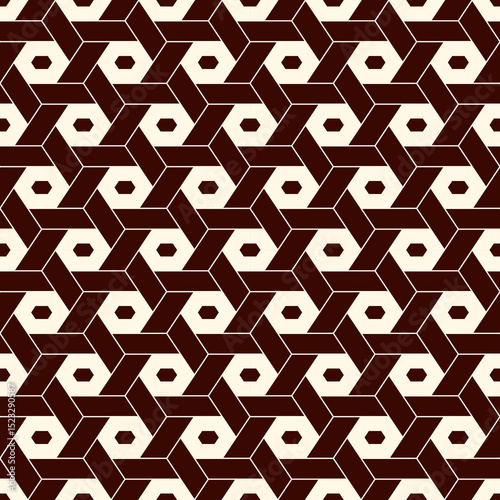 Hexagonal seamless pattern. Honeycomb surface print. Mosaic tiles. Flooring background. Wicker, weave, entwine effect geometric ornament. Modern geo design wallpaper. Vector abstract.