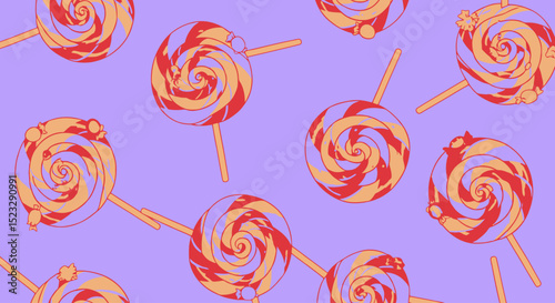 Swirl Lollipop Pattern on Lavender Background