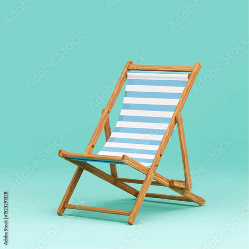 Striped Beach Chair Illustration on Blue Background

