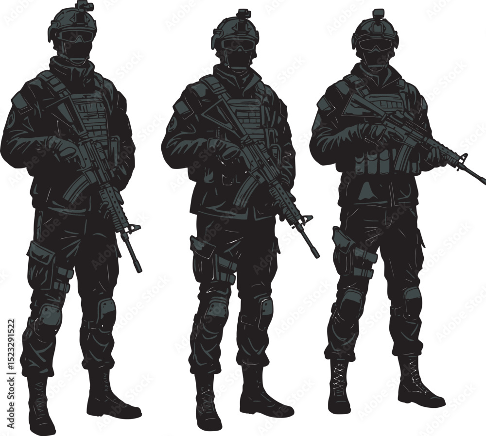 Fototapeta premium Veteran Soldier Vector and silhouette Illustration white color background