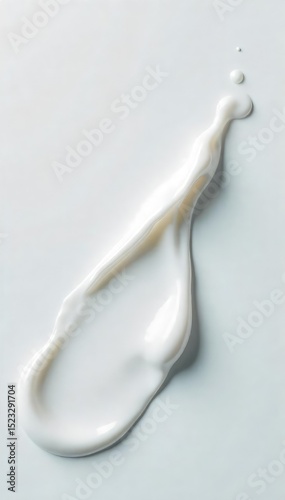 Close-up of a thick, viscous, oily white substance with a glossy sheen, possibly paint, cream, or cosmetic product Texture is smooth, with subtle light reflections , creamy, cosmetic