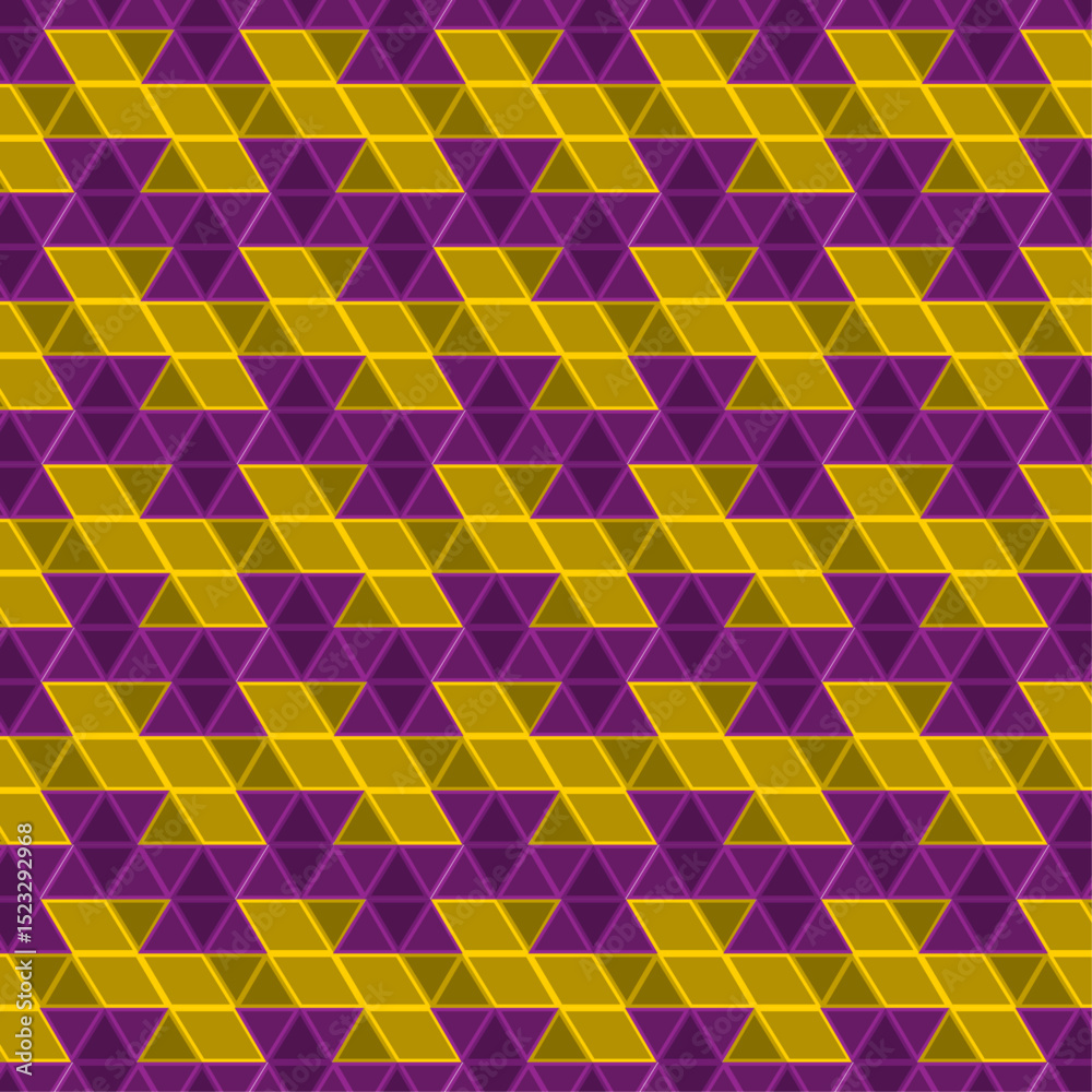 Φωτογραφία Abstract geometric background seamless pattern yellow and purple color triangles
