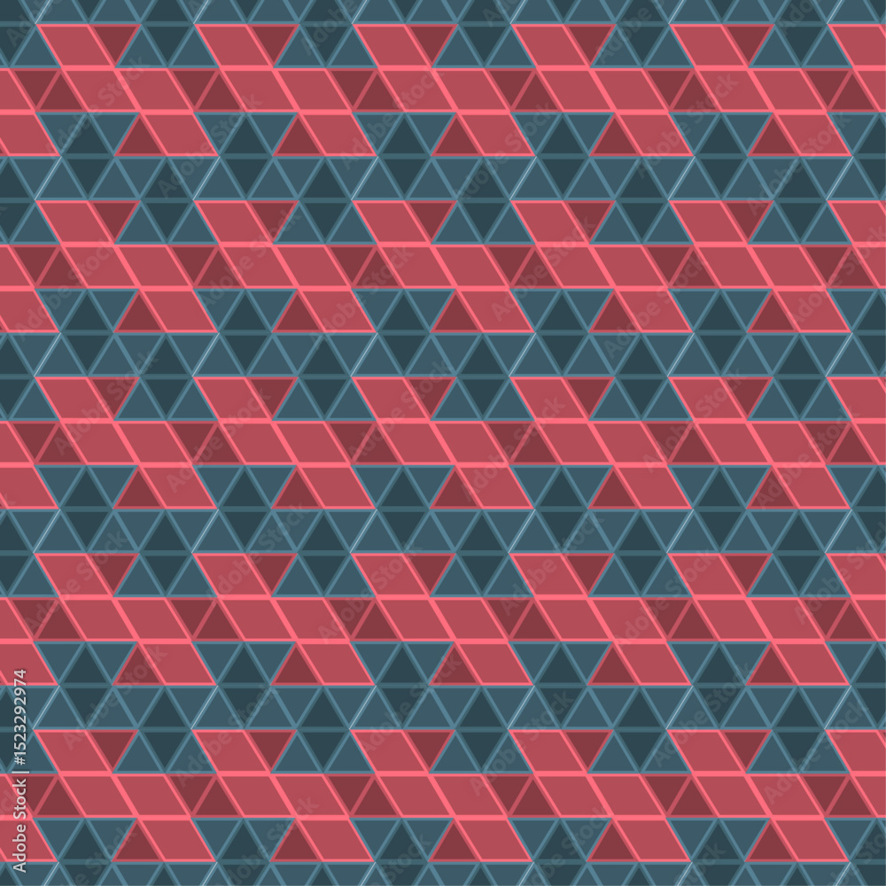 Abstract geometric seamless pattern vector pink and blue color triangles shapes