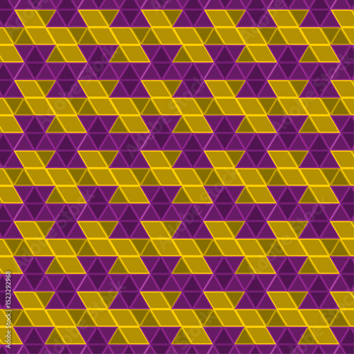 Abstract geometric background seamless pattern yellow and purple color triangles vector