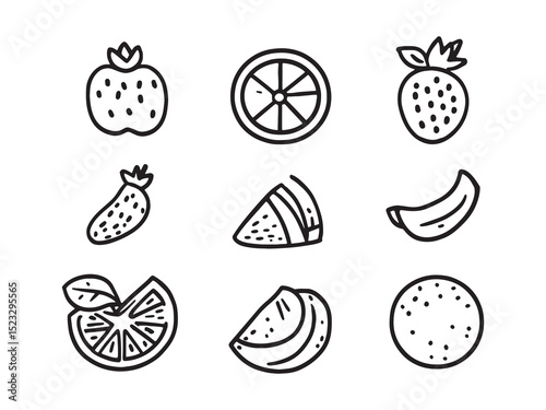 Fruit Sorbet Minimalist 2D Line Design