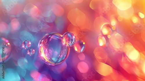Vibrant bubbles in a colorful bokeh