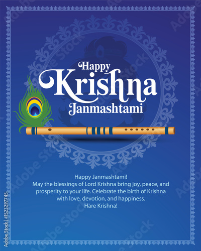 Festive Design Celebrating Krishna Janmashtami with Vibrant Colorful Artwork