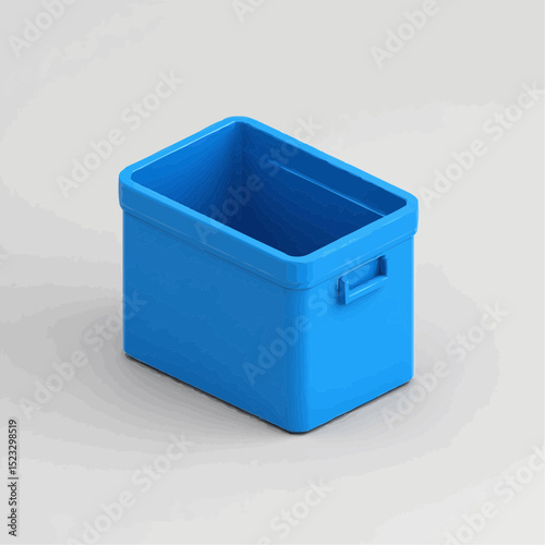 Blue Plastic Storage Container on White Background

