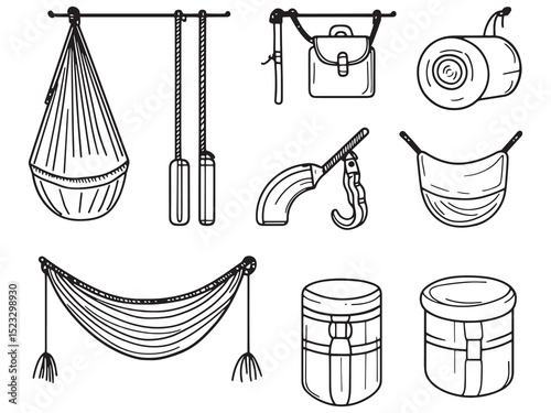 Hammock Straps Ultra Minimalist 2D Line Art