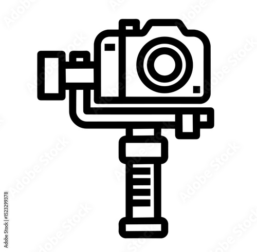 Professional Camera Mounted on Handheld Gimbal Stabilizer – Equipment for Smooth Video Recording, Filmmaking, Content Creation, Vlogging and Cinematic Motion Shots

