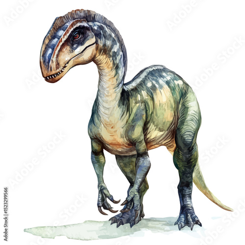 watercolor vector of Parasaurolophus, high quality, isolated on a white background.