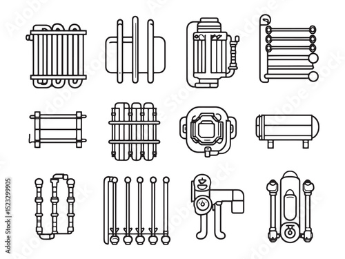 Heat Exchanger Ultra Minimalist 2D Line Art