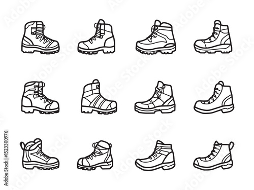 Hiking Boots Ultra Minimalist 2D Line Art