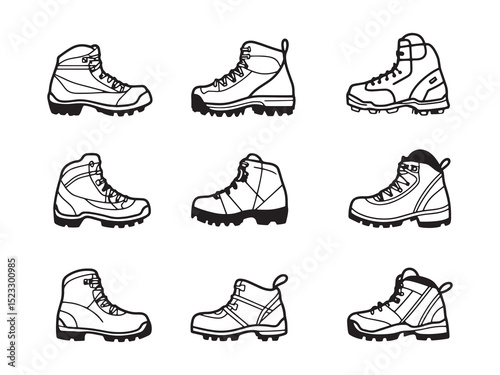 Hiking Boots Ultra Minimalist 2D Line Art